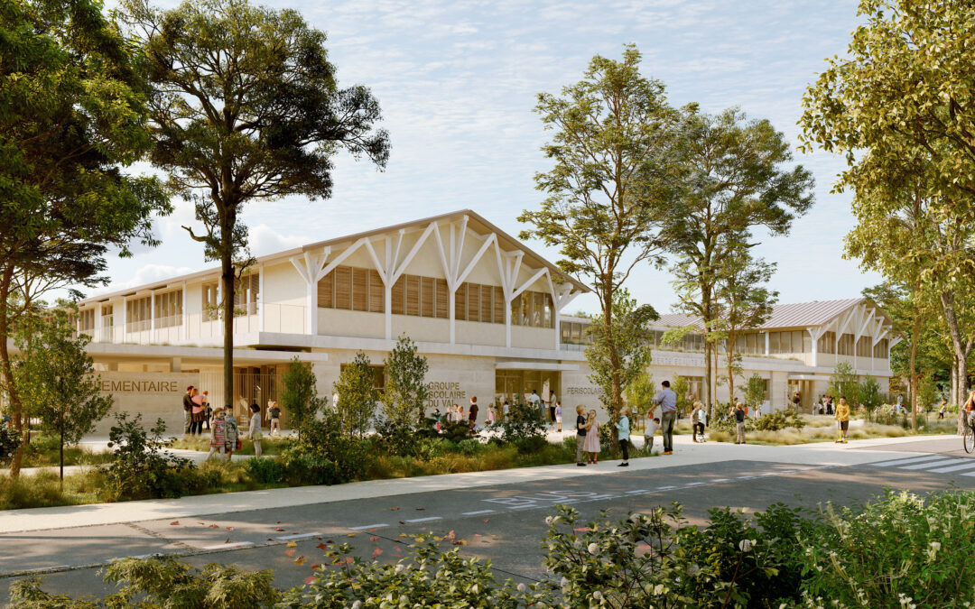Olivet : un groupe scolaire entre socle minéral et façades bois